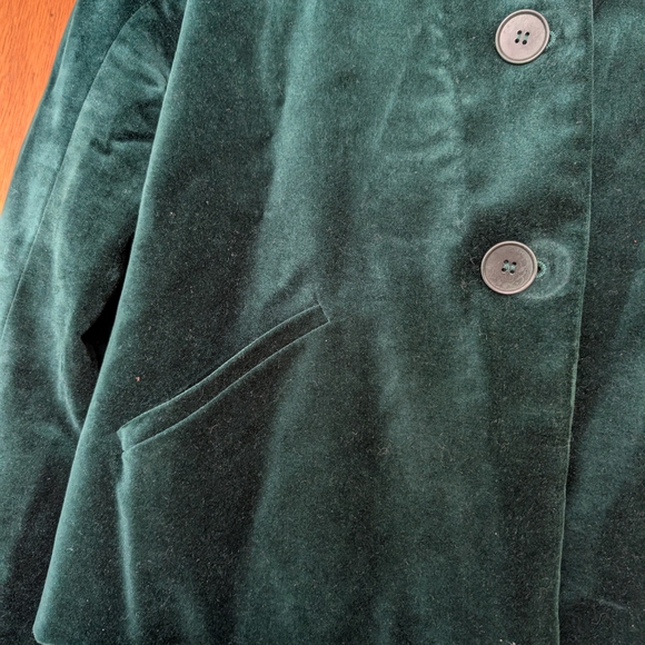 Talbot's Women's Green Velvet Button Lined 100% Cotton Jacket Size 2P - Picture 3 of 10